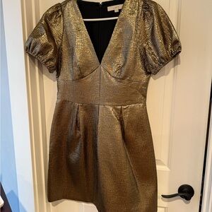 LOFT Shimmering Gold Mini Dress